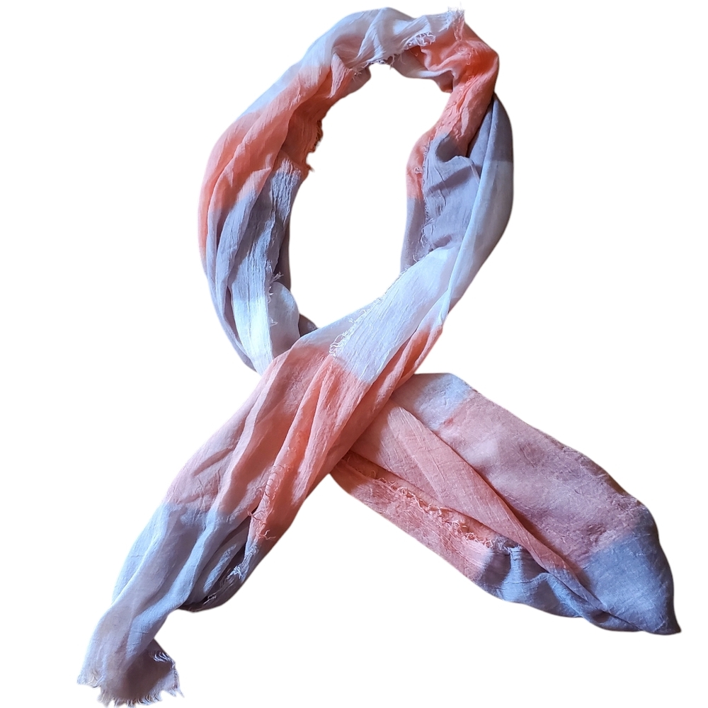 Women's wrap scarve coral and light gray color
